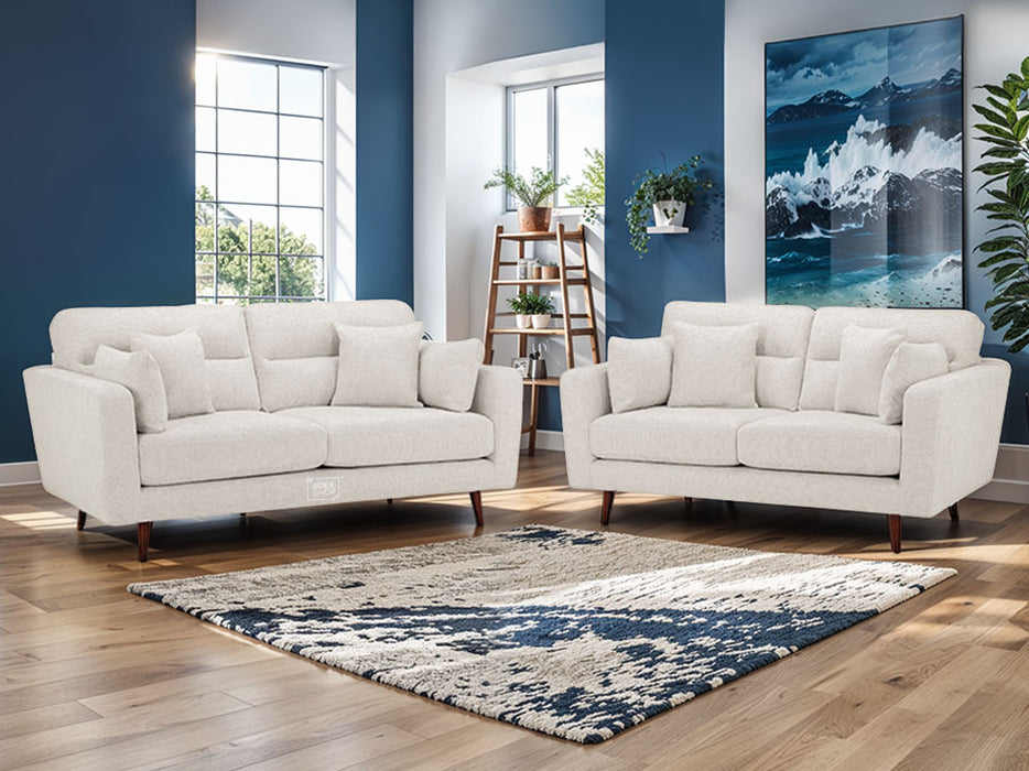 3+2 Seater Fabric Sofa in Beige Or Grey - Zenith