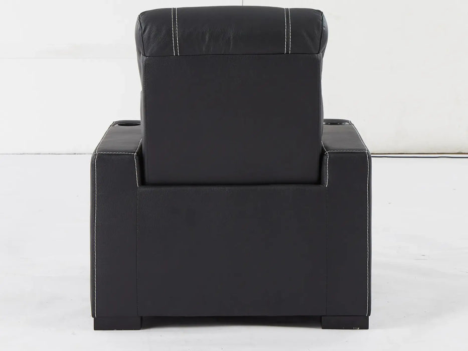 Cinema Recliner Chair | Home Theatre Seat in Black Genuine Leather With Cup Holders, LED and Power Recline | Catania | The Sofa Shop - 35