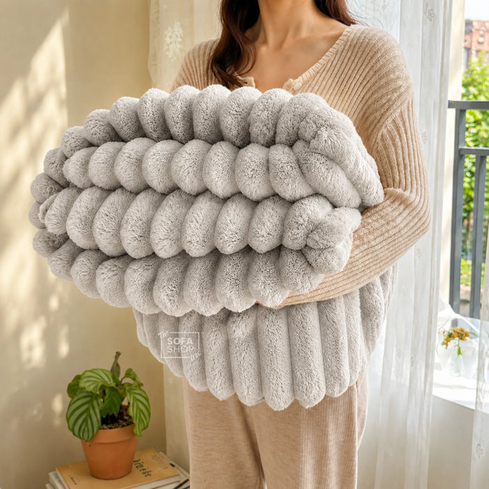Modern Grey Flannel Plush Blanket 150x200cm | Fluffy Warm Cozy Throw for Couch Bed Sofa  | The Sofa Shop