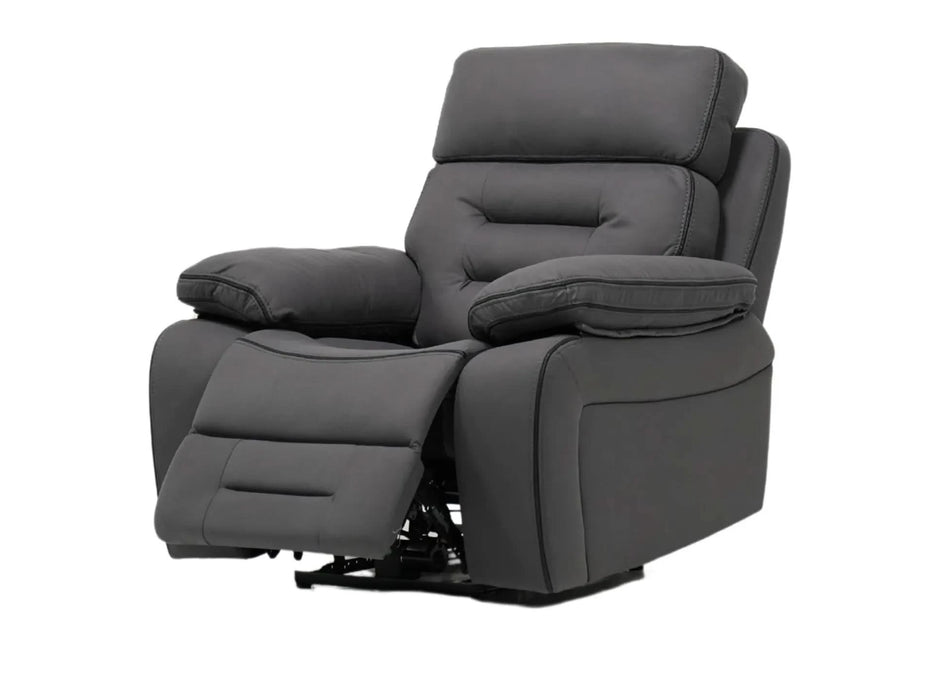 1 Seater Grey Fabric Electric Recliner Cinema Chair | Hi-Tech Armchair With Vibration Massage, Power Headrest, USB Charging & Storage | Tuscany | The Sofa Shop