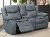 2 Seater Electric Recliner Sofa in Grey Leather with Console, Storage, Cup Holders & Wireless Charger - Highgate