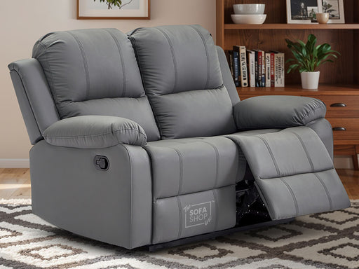 2 Seater Leather Recliner Sofa in Grey - Trento  - Sofa Sale