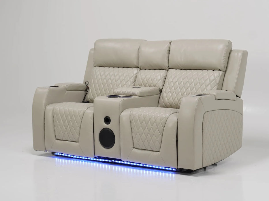 2 Seater Electric Recliner Cinema Sofa in Cream Leather | Scuffs and Scratches on Both Side Panels, Small Scuff on Left-Hand Front Ear | Venice | Second Hand Sofa 58