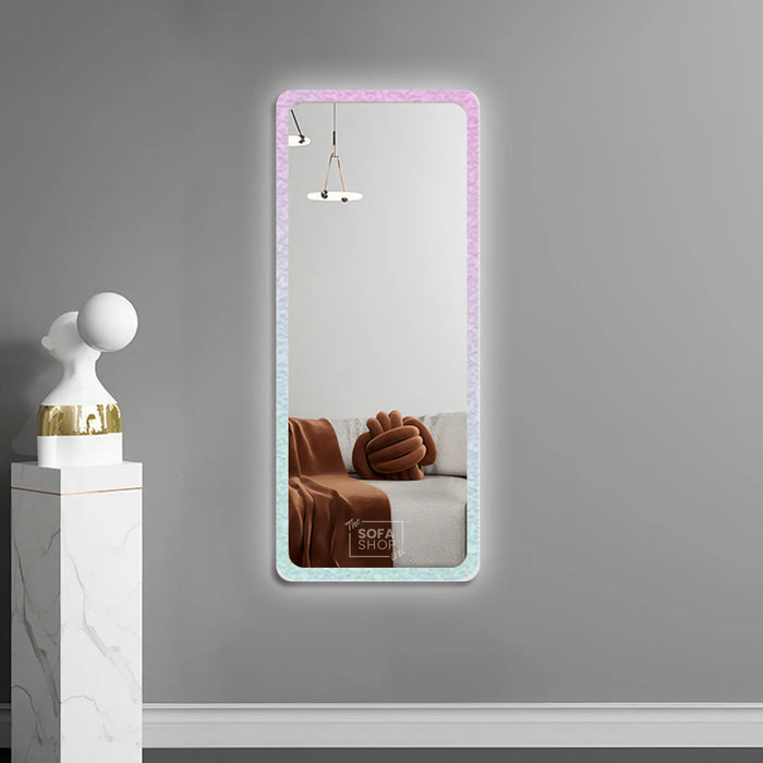 Rectangular Free Standing Mirror with LED Lights and Acrylic Frame - 60x165cm