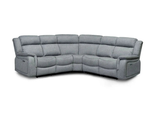 Electric Recliner Corner Sofa | Grey Fabric Recliner With USB Ports, Drop-Down Table & Cup Holders  | Linden | The Sofa Shop