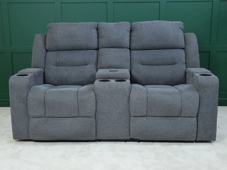 2 Seater Electric Recliner Sofa in Grey Tweed Fabric | Worn Fabric, Uneven Ears | Lawson | Ex Display Sofas 113