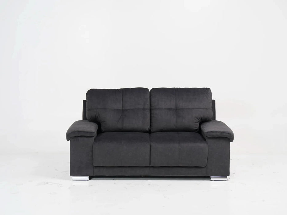2 Seater In Dark Grey Velvet With Chrome Feet Kansas - Sample Sofas 19
