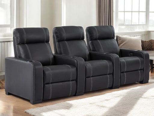 3 Seater Reclining Home Theatre Sofa | Cinema Sofa | Black Genuine Leather Electric Seats With Arm Storage, LED, USB & Cup Holders | Catania | The Sofa Shop - 30