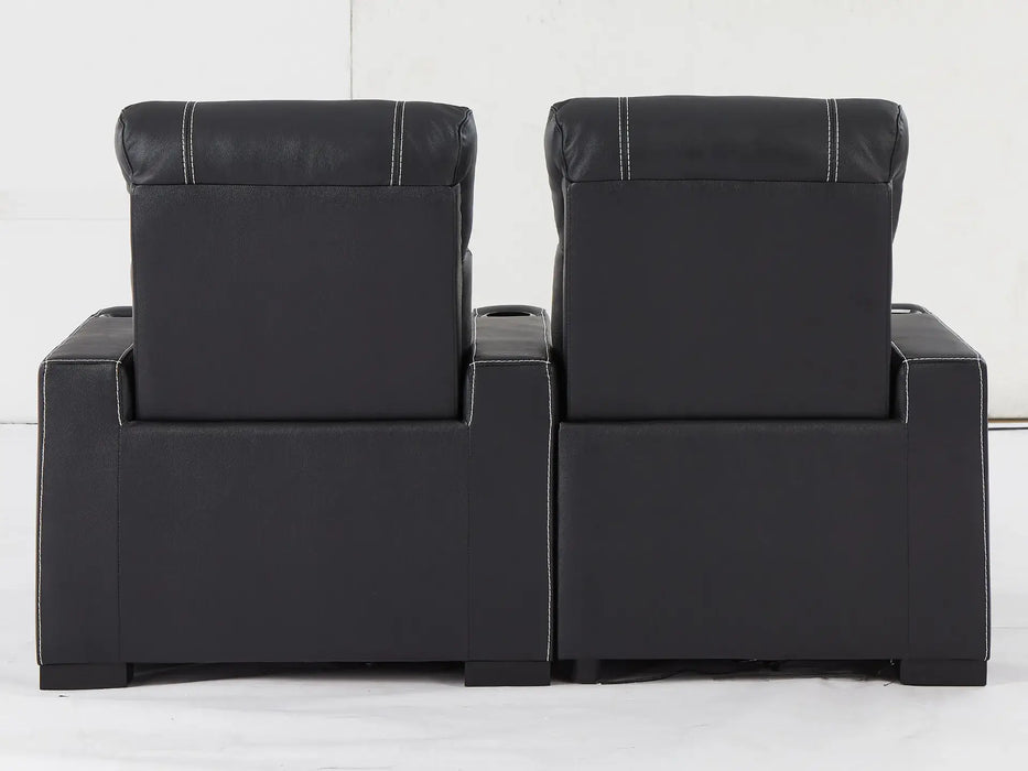 2 Seater Reclining Smart Couch | Electric Hi-Tech Sofa in Black Real Leather With USB Ports, Power Recliners & LED | Catania | The Sofa Shop - 31