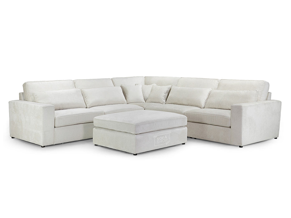 Modular Corner Sofa In Grey, White Or Mocha Fabric -  Kiana