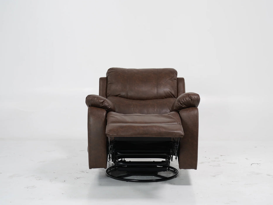 Brown Leather Rocking & Swivel Massage Chair - 12