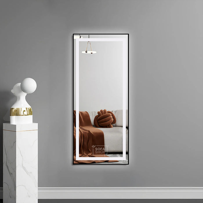 Large Rectangular Mirror with Adjustable Lighting in Black, Gold, or Silver - Copper-Free Silver Mirror