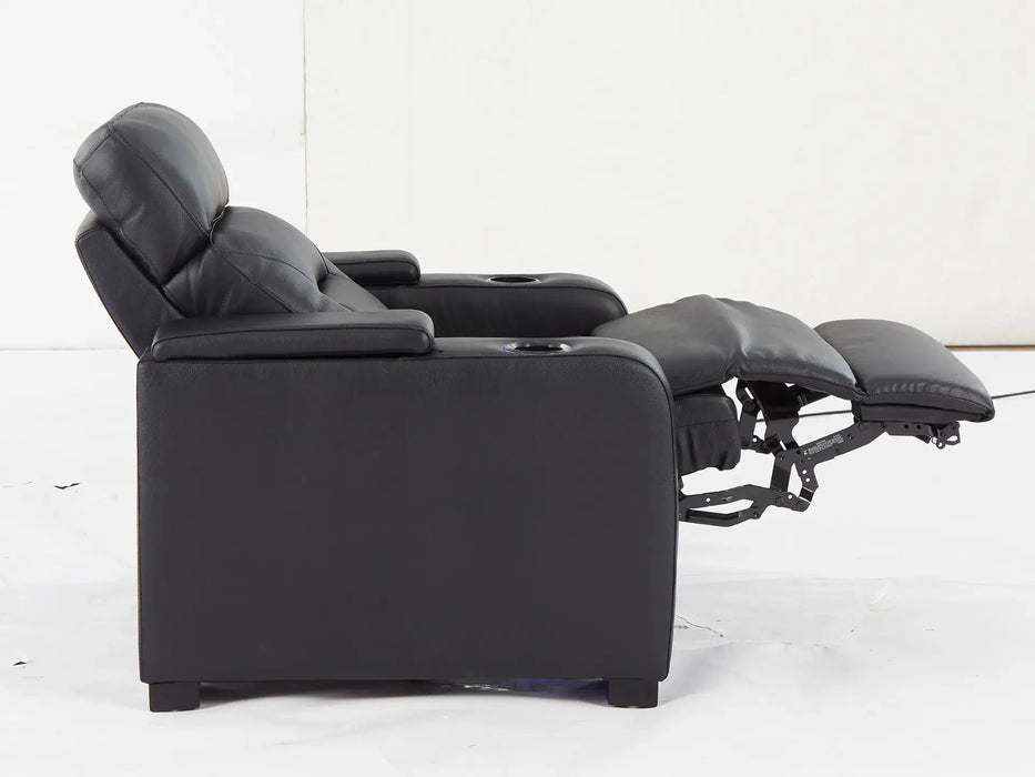 1 Seat Electric Recliner Chair Home Cinema Sofa | Real Leather Chair in Black with Power Recliner & Adjustable Headrest - Trapani - 27