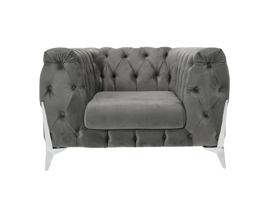 Sandringham Grey Velvet Armchair  Good Condition | Second Hand Sofas 18