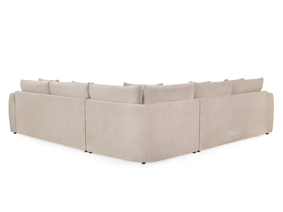 Large Corner Sofa in Grey Or Beige Fabric - Mirabel