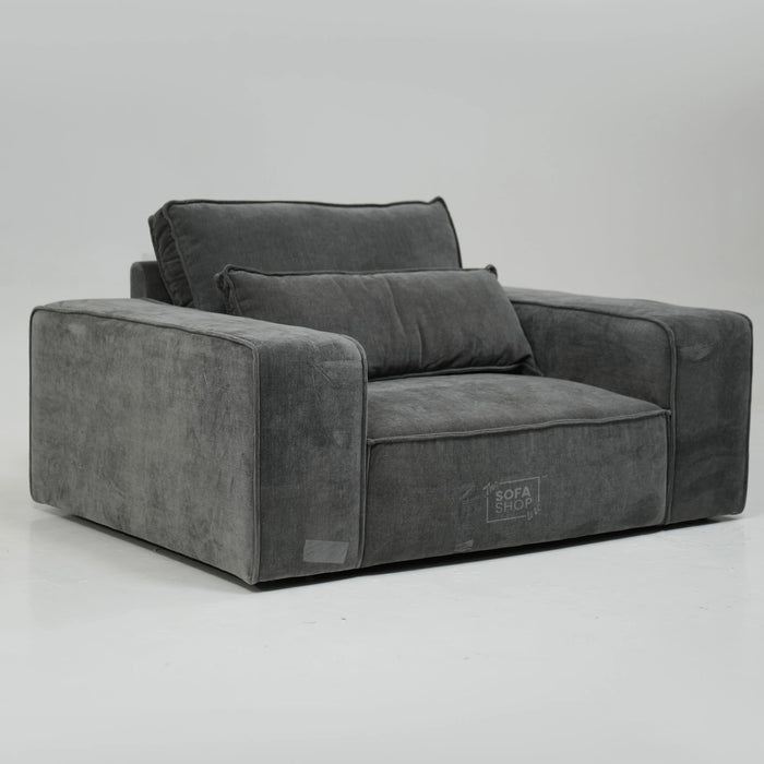 1 Seater Static Grey Fabric Sofa With Freestanding Flexibility | Tape Marks On Arms & Black Mark At Back | Vicenza | Second Hand Sofa 28