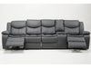 4 Seater Electric Recliner Sofa in Grey Leather | Different Colour Stitching on Left-Hand Facing and Right-Hand Facing Sides | Highgate | Second Hand Sofa 85 (New – Mismatched Stitching)