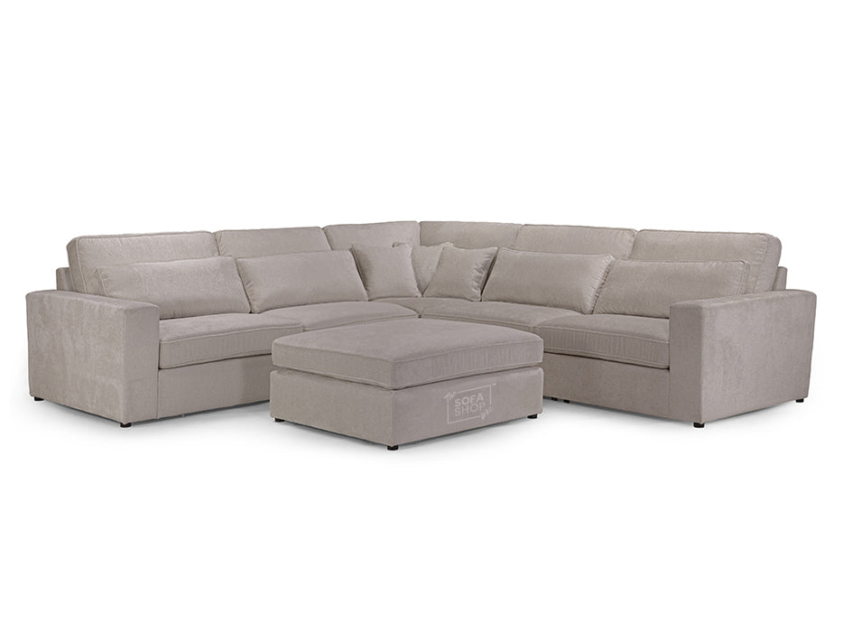 Modular Corner Sofa In Grey, White Or Mocha Fabric -  Kiana