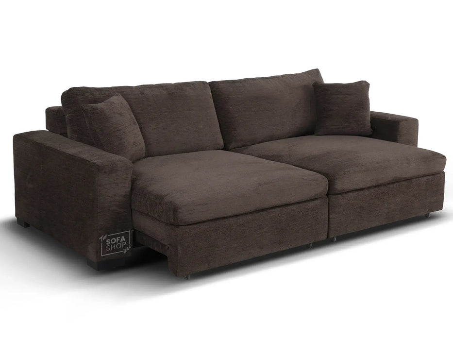 Extendable Electric Sofa - Bed in Brown Corduroy Fabric | 3 Seater Home Cinema Couch with Power Slider | USBc Charging Ports | Palma