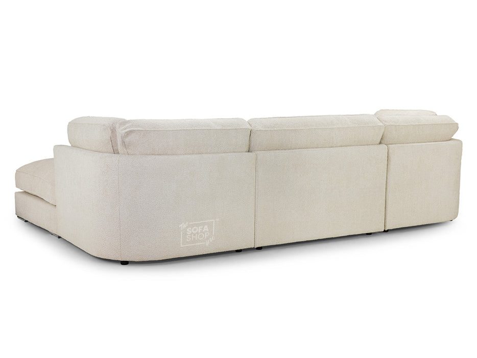 Fabric U Shape Fullback Sofa in Beige Or Grey - Inga