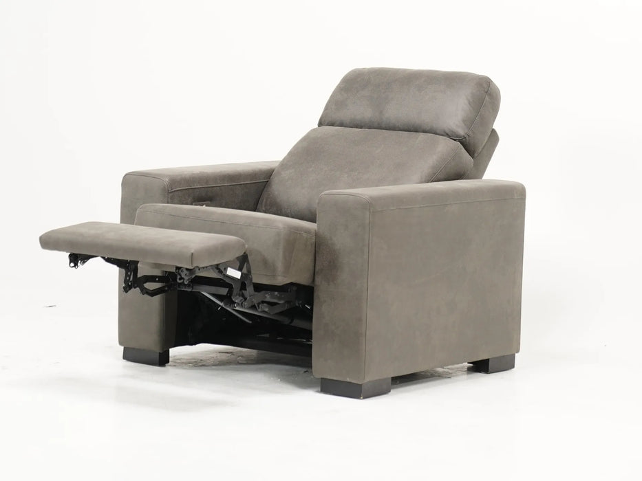 Electric Recliner Chair in Grey Leather|  Small Dot on Backrest | Palmero | Second Hand Sofas 32