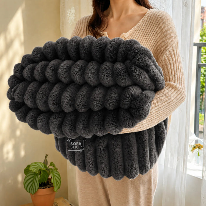 Cozy Deep Grey Flannel Plush Blanket 150x200cm | Ultra Soft Warm Throw for Couch Bed Sofa | The Sofa Shop