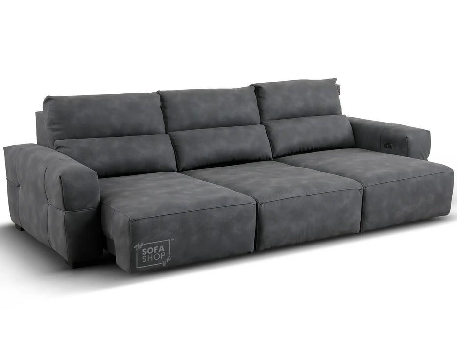 Extendable Electric Sofa - Bed in Dark Grey Resillience ِFabric | 3 Seater Hi-Tech Sliding Couch Perfect for Home Theatre Seating | USBc Ports | Murcia