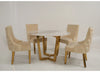 Gold Dining Table with 4x Cream Chesterfield Chairs | Can Be Cleaned - Chairs Slightly Dirty | Second Hand Sofas 57