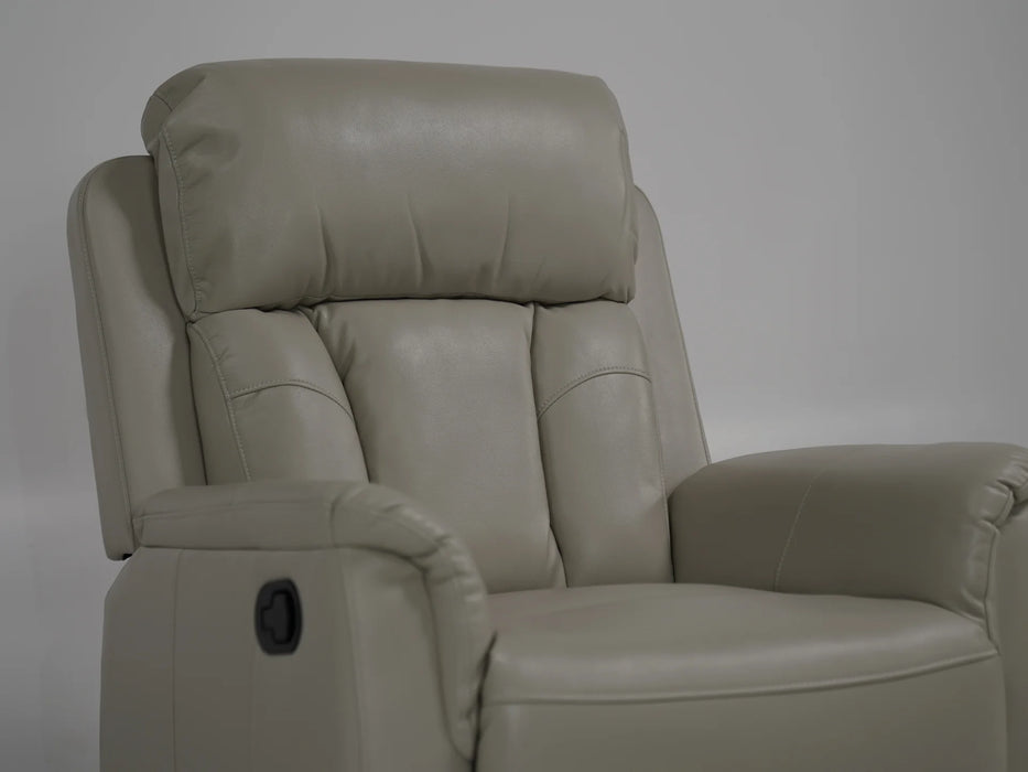 Cream Leather Reclining Rocker & Swivel Chair - 14