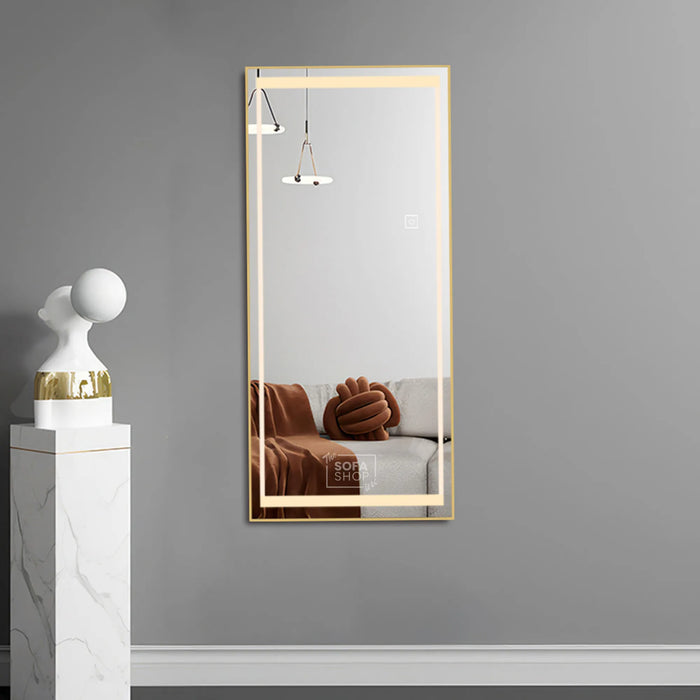 Rectangular Gold Mirror with Aluminum Alloy Frame - 70x180cm
