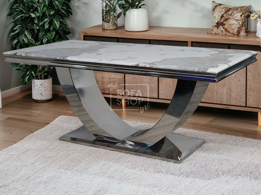 Marble Dining Table With Chrome Legs - Arial