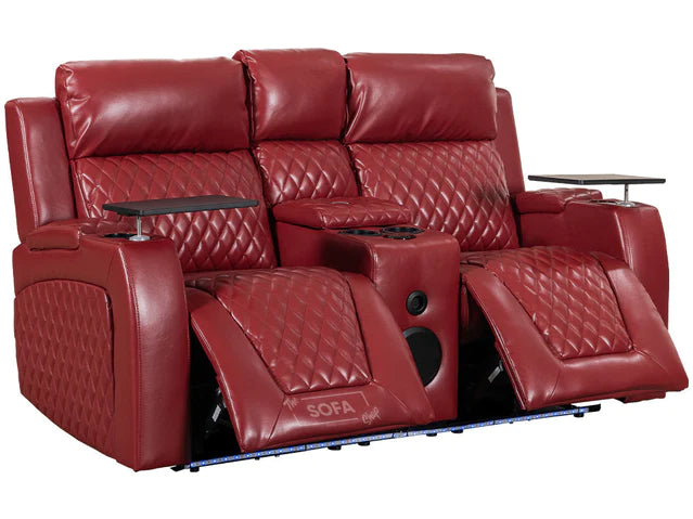 2+2 Smart Electric Recliner Cinema Sofa Set in Red Leather with Cup Holders, Storage Boxes, and USB Ports - Venice Series One