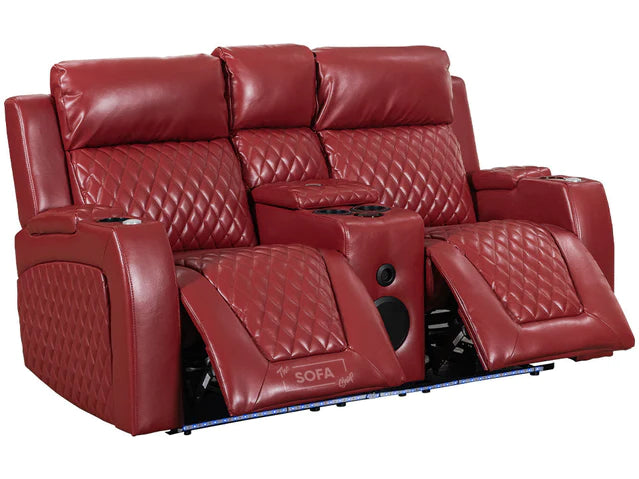 2+2 Smart Electric Recliner Cinema Sofa Set in Red Leather with Cup Holders, Storage Boxes, and USB Ports - Venice Series One