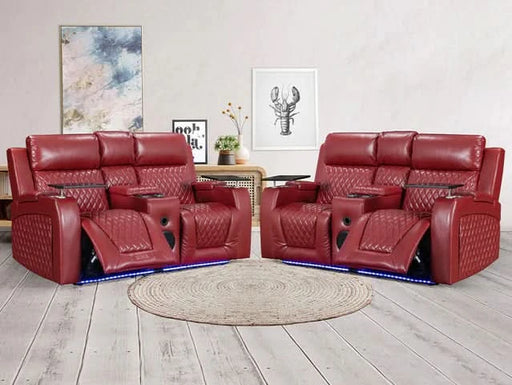 Red leather recliner sofa set 2025