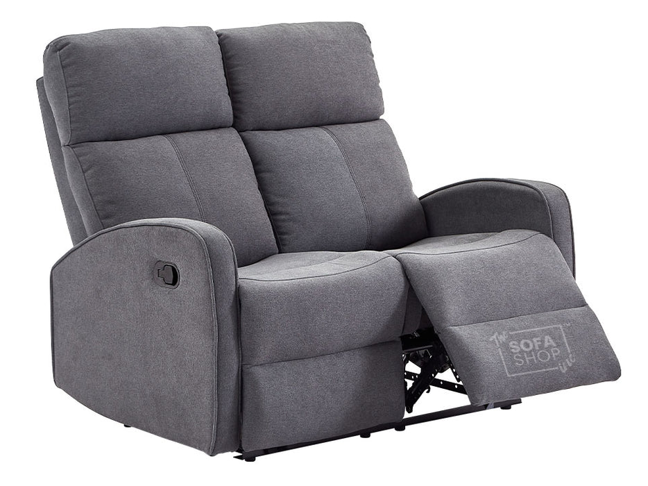 3 2 1 Recliner Sofa Set. 3 Piece Recliner Sofa Package Suite in Dark Grey Fabric with Drop-Down Table & Drinks Holder - Parma