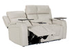 3 2 Smart Electric Recliner Cinema Sofa Set in Light Beige Leather with Cup Holders, Storage Boxes, and USB Ports - Venice Series Two