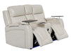 Electric Recliner Cinema Sofa Set 3 2 1 in Light Beige Leather with Cup Holders, Storage Boxes, and USB Ports - Venice Series Two