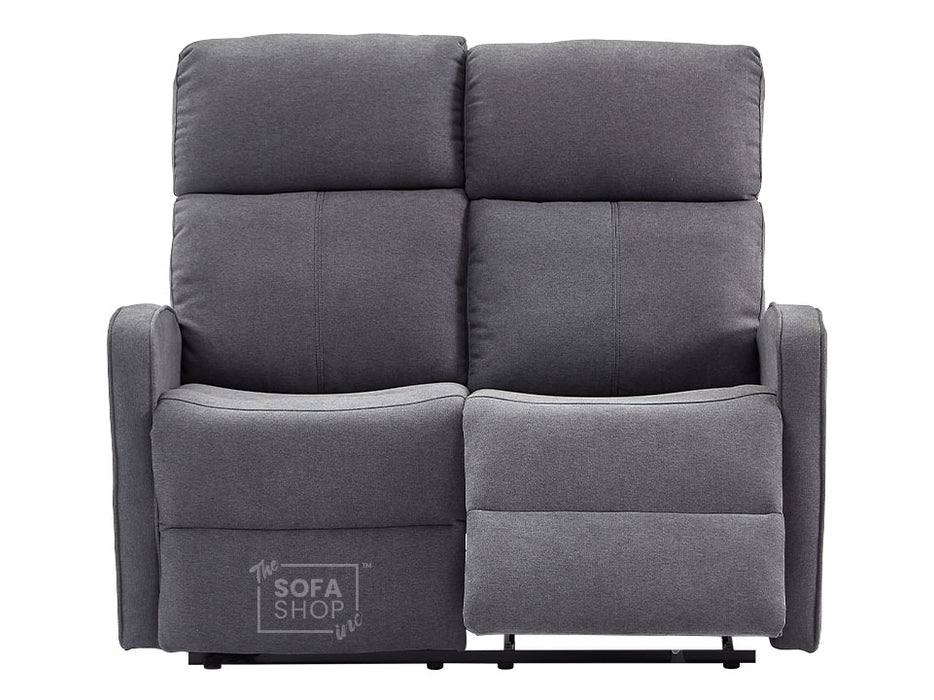 3 2 1 Recliner Sofa Set. 3 Piece Recliner Sofa Package Suite in Dark Grey Fabric with Drop-Down Table & Drinks Holder - Parma