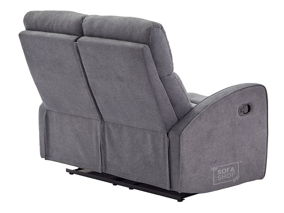 3+2 Recliner Sofa Set. 2 Piece Recliner Sofa Package Suite in Dark Grey Fabric with Drop-Down Table & Drink Holders - Parma