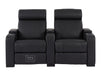 2 Seater Electric Recliner Sofa & Cinema Seats in Black Real Leather With Chilled Cupholders,  Console, Storage Boxes - Rimini