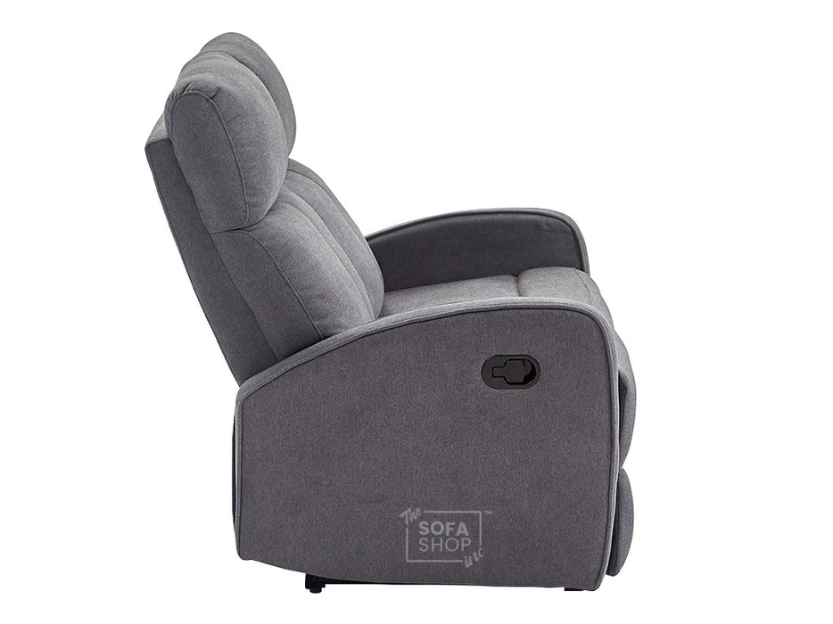 2 Seater Manual Recliner Fabric Sofa in Dark Grey -  Parma - Sofa Sale