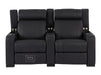 2 Seater Electric Recliner Sofa & Cinema Seats in Black Real Leather With Chilled Cupholders,  Console, Storage Boxes - Rimini