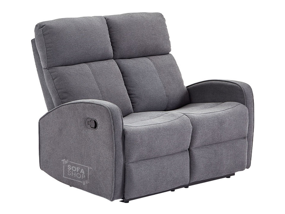 2 Seater Manual Recliner Fabric Sofa in Dark Grey -  Parma