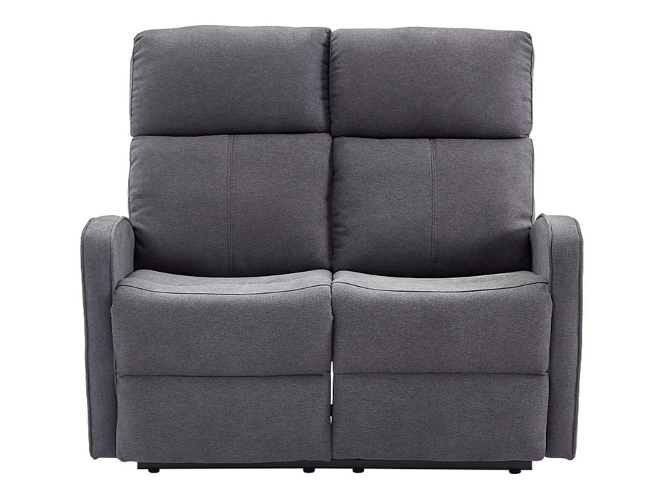 3+2 Recliner Sofa Set. 2 Piece Recliner Sofa Package Suite in Dark Grey Fabric with Drop-Down Table & Drink Holders - Parma - Sofa Sale