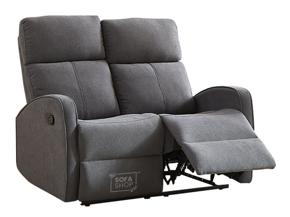 2 Seater Manual Recliner Fabric Sofa in Dark Grey -  Parma - Sofa Sale