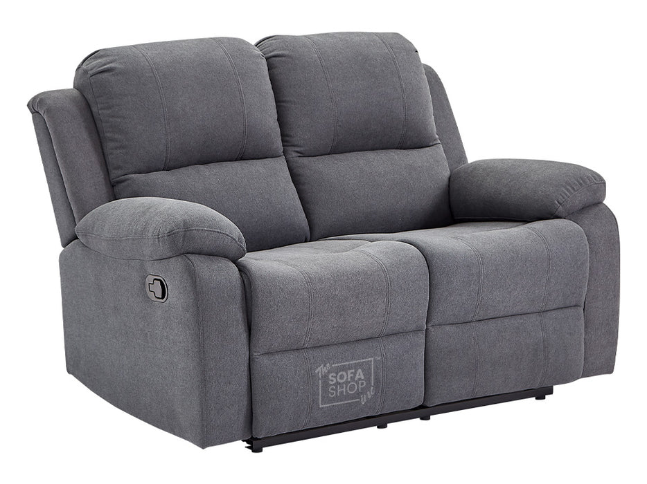 2 Seater Fabric Recliner Sofa in Dark Grey - Trento