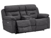 2 Seater Electric Recliner Sofa In Black Resilience Fabric With Power Headrest, Chilled Cup Holders & Storage Box - Florence