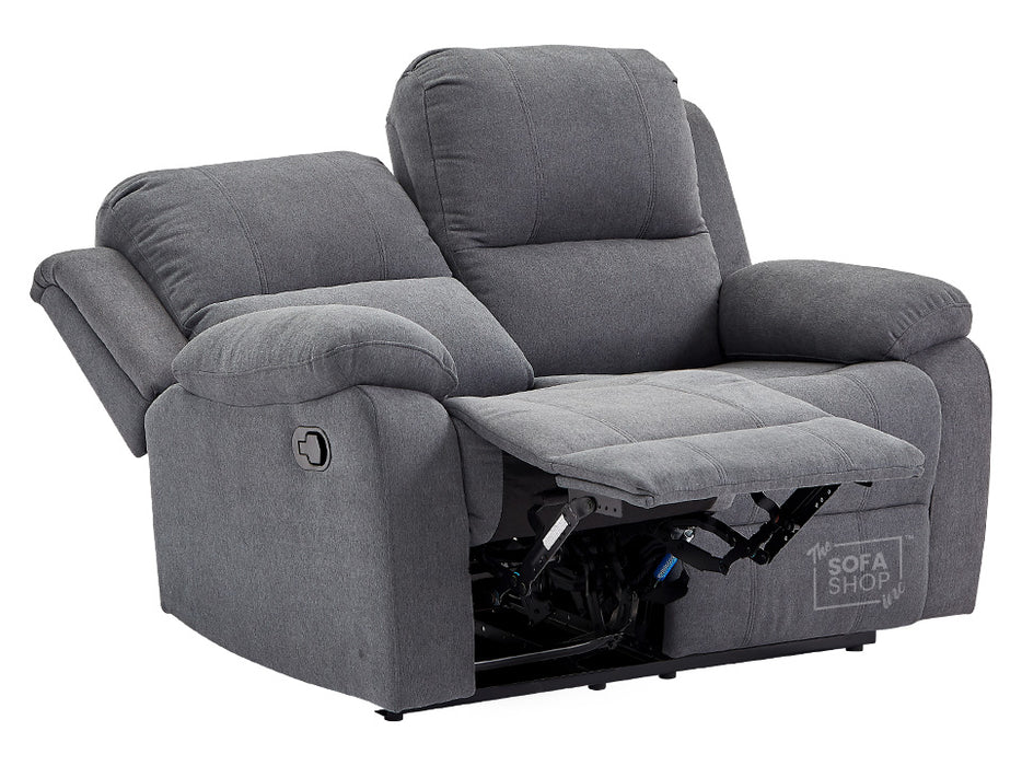 3 2 1 Recliner Sofa Set. 3 Piece Recliner Sofa Package Suite in Dark Grey Fabric with Drop-Down Table & Drinks Holder - Trento