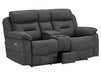 2 Seater Electric Recliner Sofa In Black Resilience Fabric With Power Headrest, Chilled Cup Holders & Storage Box - Florence