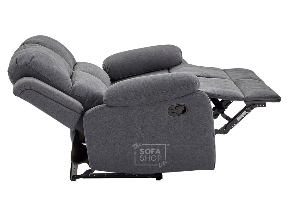 3 2 1 Recliner Sofa Set. 3 Piece Recliner Sofa Package Suite in Dark Grey Fabric with Drop-Down Table & Drinks Holder - Trento